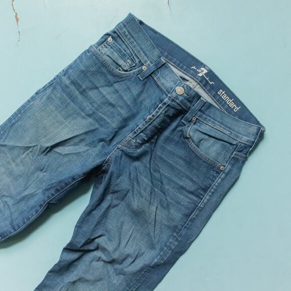 7 For All Mankind Standard Straight Leg Button Fly Mens Jeans Size 30 Waist - Picture 3 of 10